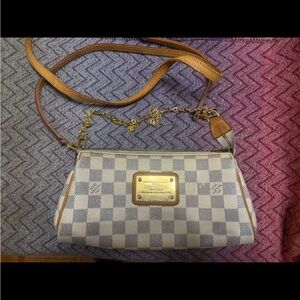 LOUIS VUITTON Damier Azur Canvas Eva crossbody Bag Cream/Grey checkered LV